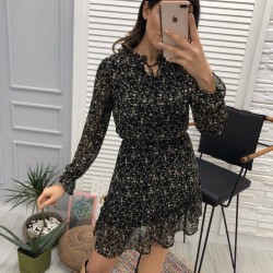 Çıtır Desen Astarlı Şifon Elbise Çıtır Desen Astarlı Şifon Elbise