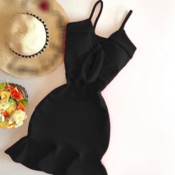 Crep fırfır detay elbise Crep fırfır detay elbise