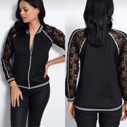 Dantel ve biye detay bomber ceket