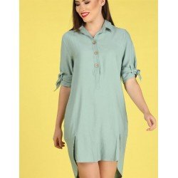 Düğme detaylı ayrobin elbise