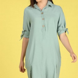 Düğme detaylı ayrobin elbise