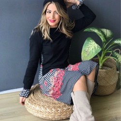 Ekose çiçek baskılı elbise Ekose çiçek baskılı elbise