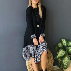 Ekose etekli sweat elbise Ekose etekli sweat elbise