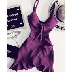 Eteği fırfırlı crep elbise