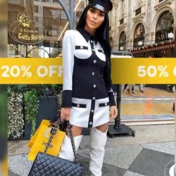 Siyah Beyaz Düğmeli Elbise Siyah Beyaz Düğmeli Elbise