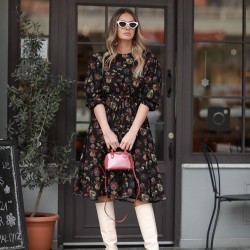 Flowers desen şifon elbise