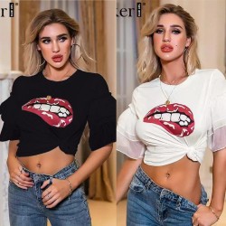 Full Compact Dudak Baskılı Tshirt Full Compact Dudak Baskılı Tshirt