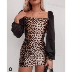 Full compact leopar desenli elbise