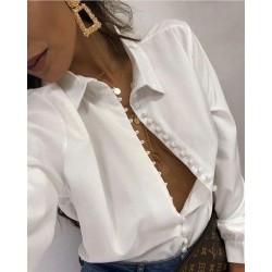 Full düğmeli crep gömlek