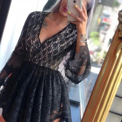 Güpür detaylı elbise