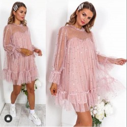 İthal Varaklı tül astarlı elbise İthal Varaklı tül astarlı elbise