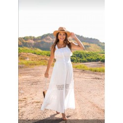 Kalın askılı fisto detaylı elbise