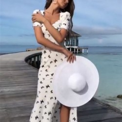 Kelebek desen yırtmaçlı maxi elbise Kelebek desen yırtmaçlı maxi elbise