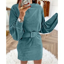 Kemerli Kadife Elbise Kemerli Kadife Elbise