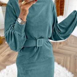 Kemerli Kadife Elbise Kemerli Kadife Elbise