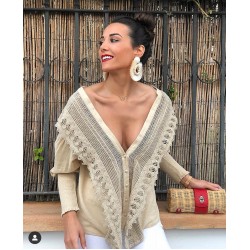 Keten Kumaş Dantel Detay Gömlek Keten Kumaş Dantel Detay Gömlek