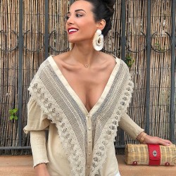 Keten Kumaş Dantel Detay Gömlek Keten Kumaş Dantel Detay Gömlek