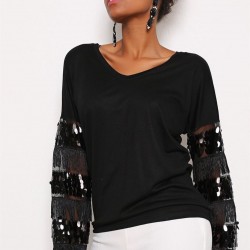 Kol Saçak ve Pul Detaylı Bluz Kol Saçak ve Pul Detaylı Bluz