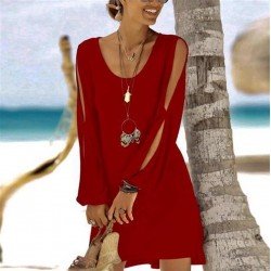 Kol yırtmaçlı viscon elbise