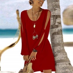 Kol yırtmaçlı viscon elbise Kol yırtmaçlı viscon elbise