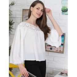 Krinkıl Kumaş Dantel Detaylı Bluz 