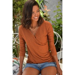 Kruvaze Yaka Dokuma Bluz