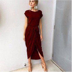 Kuşak detay viscon elbise