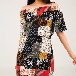 Madonna Yaka Etnik Desen Elbise Madonna Yaka Etnik Desen Elbise