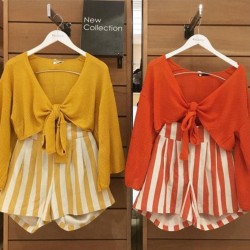 Maroken Kumaş Bluz Şort Takım