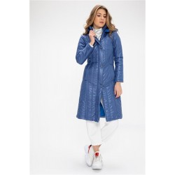 Mavi Uzun Şişme Mont