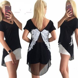 Melek Kanatlı Tül Detaylı Bluz