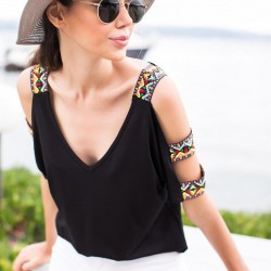 Omuz ve Kol Payetli Viscon Bluz