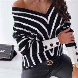 Ön-Arka V Yaka Triko Bluz