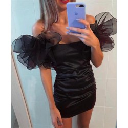 Organze Düşük Omuz Elbise