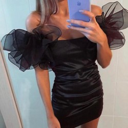 Organze Düşük Omuz Elbise Organze Düşük Omuz Elbise