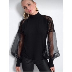 Organze Tül Dantel Bluz 