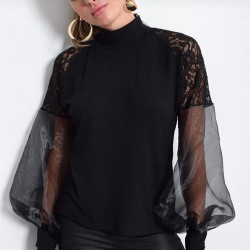 Organze Tül Dantel Bluz 