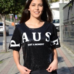 Pause Payetli Tshirt Pause Payetli Tshirt