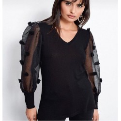 Ponpon Tül Detay Bluz