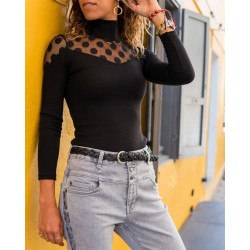 Puan Detay Yakası Tül Bluz Puan Detay Yakası Tül Bluz