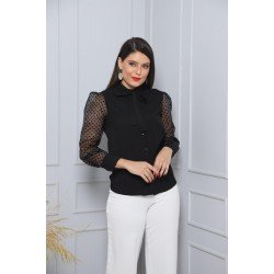 Puan Kollu Fularlı Bluz
