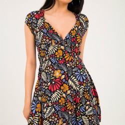 Renkli Çiçek Desen Elbise Renkli Çiçek Desen Elbise