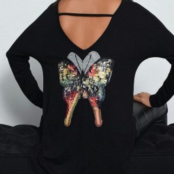 Renkli Payet Kelebek Bluz Renkli Payet Kelebek Bluz