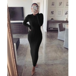 Saç Örgü Uzun Triko Elbise