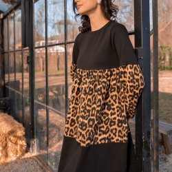 Salaş Leopar Garnili Elbise Salaş Leopar Garnili Elbise