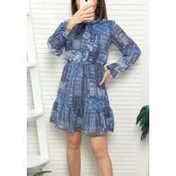 Şifon Etnik Desen Elbise