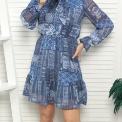 Şifon Etnik Desen Elbise Şifon Etnik Desen Elbise