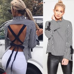 Sırt Saten Bağlama Poplin Bluz