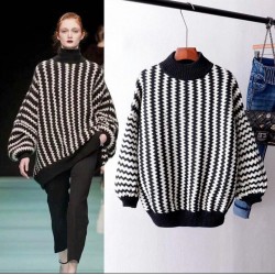 Siyah Beyaz Salaş Triko Kazak Siyah Beyaz Salaş Triko Kazak