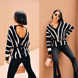 Siyah Beyaz Triko Bluz Siyah Beyaz Triko Bluz